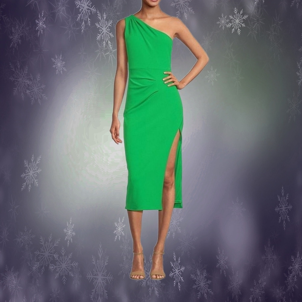 Bradley MISCHKA MIDI ONE-SHOULDER ASYMMETRICAL DRESS SIZE 2